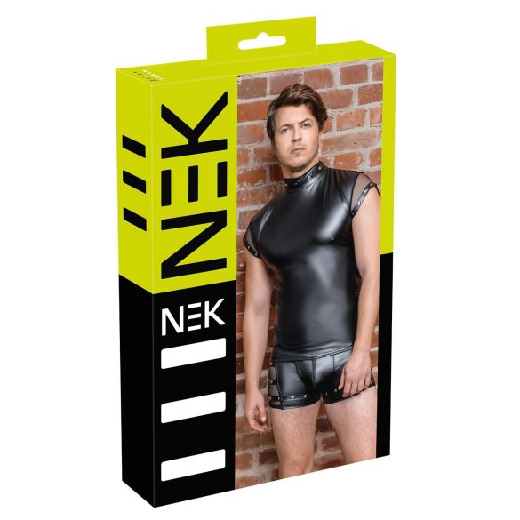 NEK - Camiseta para hombre con remaches y panel de red (negra) - M