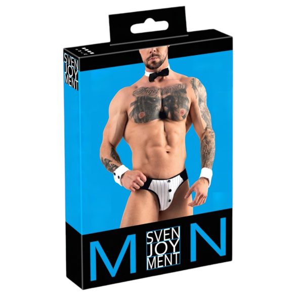 Svenjoyment - Conjunto de tanga de camarero para hombre (blanco y negro) - M