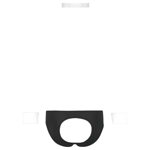 Svenjoyment - tanga de camarero para hombre - set disfraz - negro y blanco - M