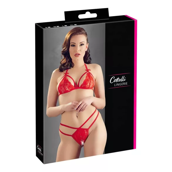 Cottelli - conjunto sujetador abierto de encaje - rojo