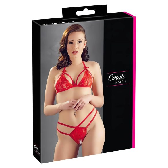 Cottelli - set de sujetador de encaje abierto (rojo) - XL