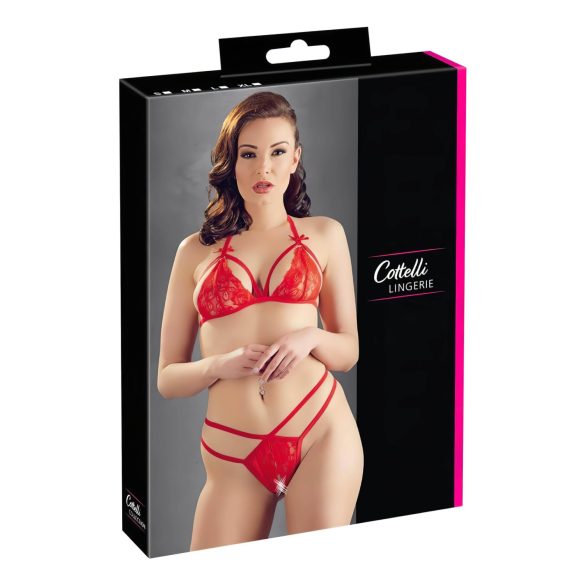 Cottelli - set de sujetador de encaje abierto (rojo) - XL