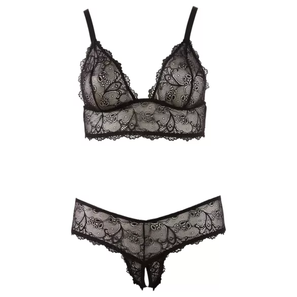 Cottelli Plus Size - conjunto lencería encaje - negro - XXL