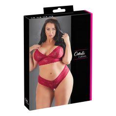   Cottelli Plus Size - conjunto de lencería encaje suave - rojo