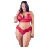 Cottelli Plus Size - conjunto de lencería encaje suave - rojo - 2XL