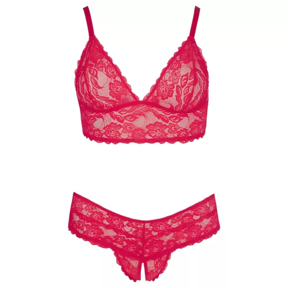 Cottelli Plus Size - conjunto de lencería encaje suave - rojo - 2XL
