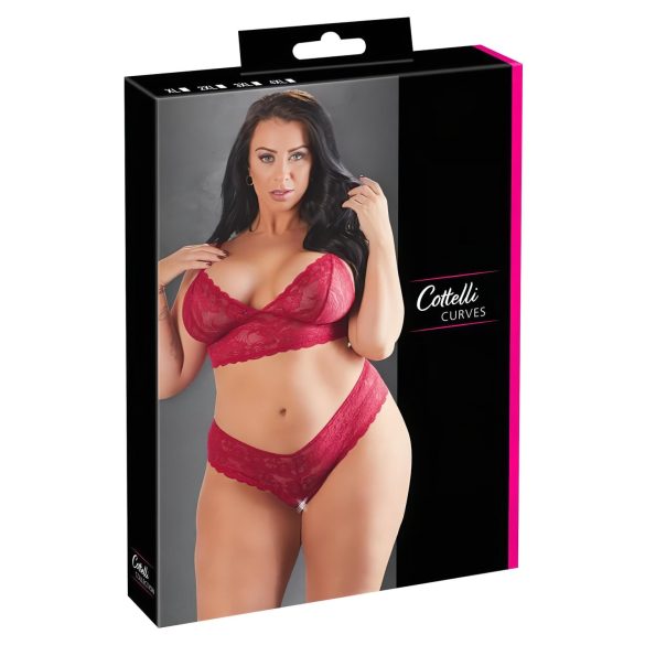 Cottelli Talla Plus - conjunto suave de encaje (rojo) - 3XL