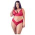 Cottelli Talla Plus - conjunto suave de encaje (rojo) - 3XL
