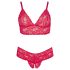 Cottelli Talla Plus - conjunto suave de encaje (rojo) - 3XL