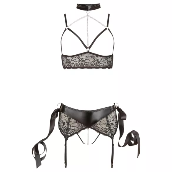 Cottelli Bondage - conjunto lencería erótica de encaje - 5 piezas - L