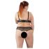Cottelli Plus Size - set de sujetador con perlas (negro) - 3XL