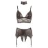 Conjunto Bondage Cottelli - lencería brillante de encaje (4 piezas) - M