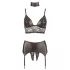 Cottelli Bondage - conjunto de lencería brillante con encaje 4 piezas - L