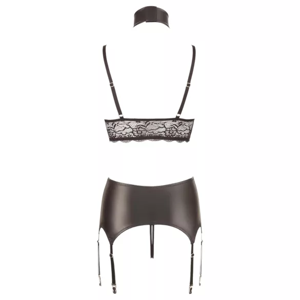Cottelli Bondage - conjunto de lencería brillante con encaje 4 piezas - L