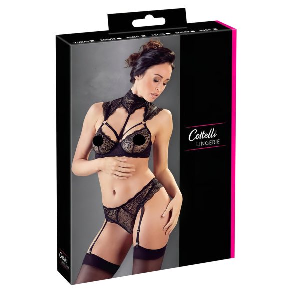 Cottelli - conjunto de encaje con cuello (negro) - 75C/S