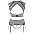 Cottelli Plus Size - Conjunto negro de encaje y strass - XL