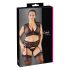Cottelli Plus Size - Conjunto negro de encaje y strass - 2XL