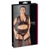 Cottelli Plus Size - Conjunto negro de encaje y strass - 3XL