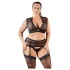 Cottelli Plus Size - conjunto de lencería de encaje con strass (negro) - 3XL