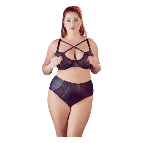 Conjunto Plus Size Cottelli - Sujetador y Braguita Cruzados (Negro) - 85E/L