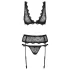 Obsessive - conjunto de lencería bordada - negro - L/XL