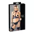 Cottelli Bondage - conjunto lencería con sujetador brillante y esposas - negro