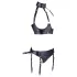 Cottelli Bondage - conjunto lencería con sujetador brillante y esposas - negro - L