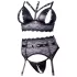 Cottelli Bondage - conjunto de lencería de encaje con esposas (negro) - L