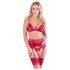 Abierta Fina - Conjunto de lencería rojo con cadenas brillantes - M