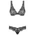 Conjunto Luvae: Brasier negro con flores y strass.