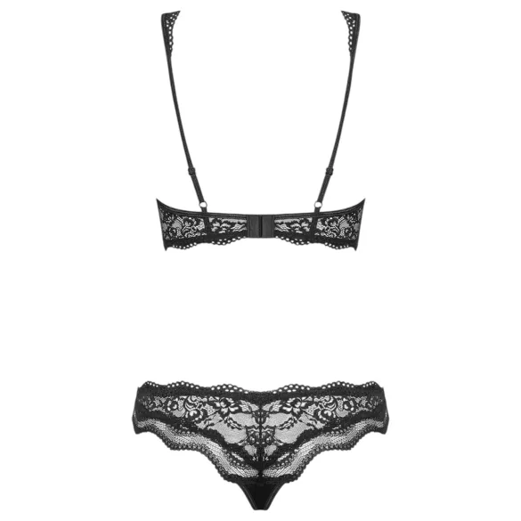 Obsessive Luvae - conjunto de lencería floral con strass - negro