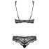 Conjunto Luvae: Brasier negro con flores y strass.
