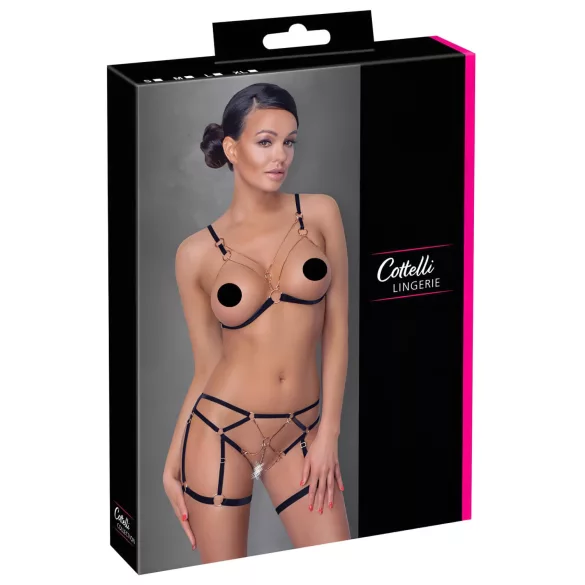 Cottelli - arnés corporal decorativo con cadenas - 2 piezas - negro - L