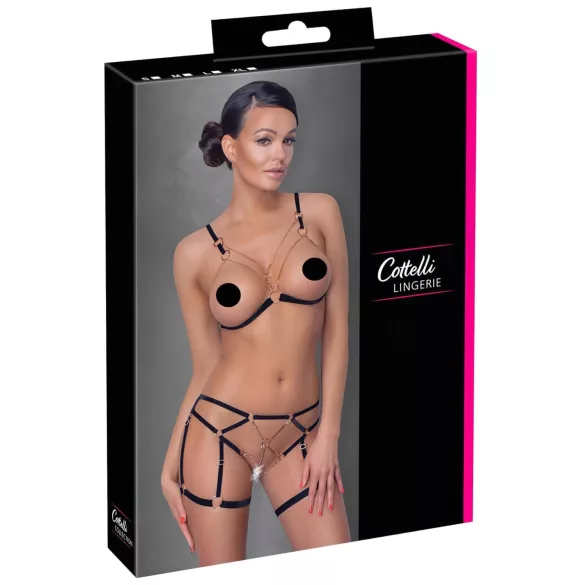 Cottelli - arnés corporal decorativo con cadenas - 2 piezas - negro - L