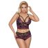 Cottelli Plus Size - Set floral sujetador (negro-violeta)