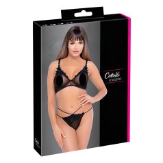   Cottelli - conjunto de sujetador transparente y encaje (negro)