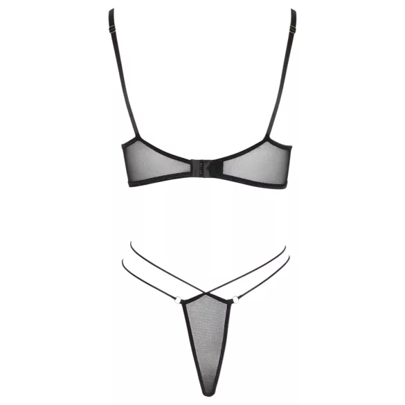 Cottelli - conjunto de sujetador transparente y encaje (negro)