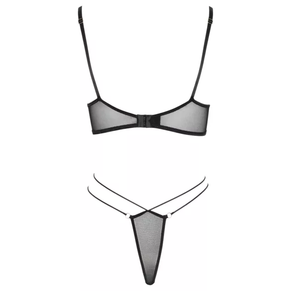 Cottelli - conjunto de sujetador transparente y encaje (negro)