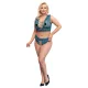 Cottelli Curves - conjunto de lencería de encaje con cordones (azul) - 2XL