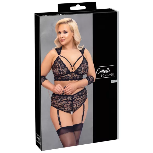 Cottelli Bondage Plus Size - conjunto de encaje (negro) - 3XL
