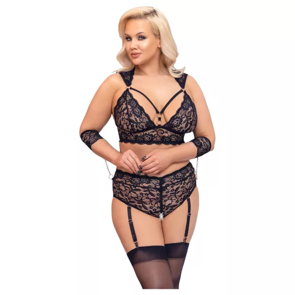 Cottelli Bondage Plus Size - conjunto de encaje (negro) - 3XL