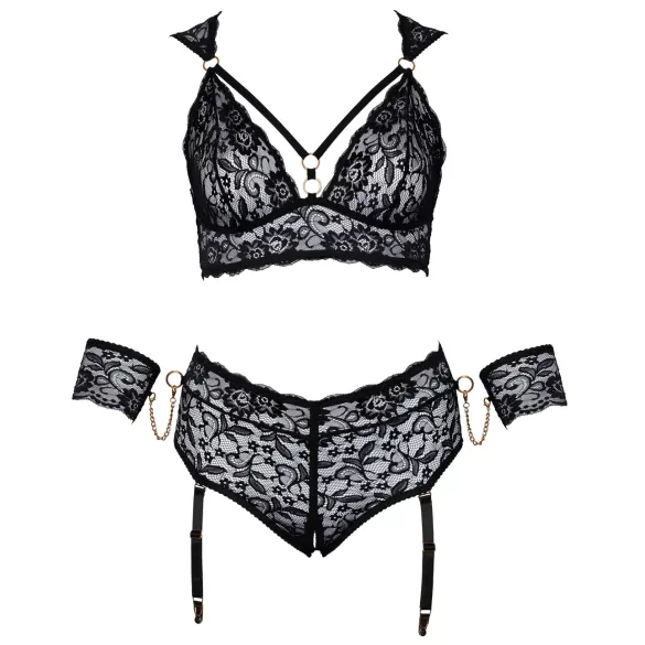 Cottelli Bondage Plus Size - conjunto de encaje (negro) - 3XL