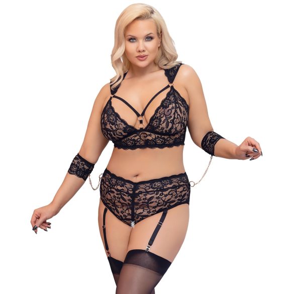 Cottelli Bondage Plus Size - conjunto de encaje (negro) - 4XL