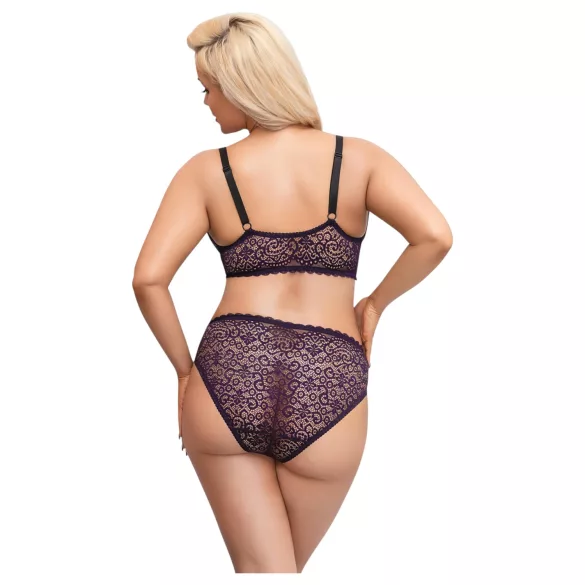 Cottelli Plus Size - juego de sujetador transparente con diseño (lila)