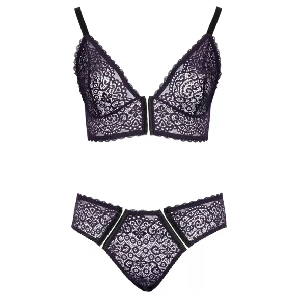 Cottelli Plus Size - juego de sujetador transparente con diseño (lila)