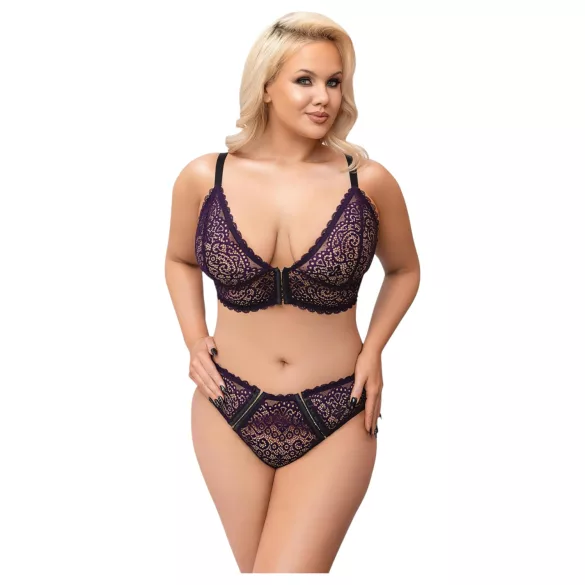 Cottelli Plus Size - juego de sujetador transparente con diseño (lila) - 2XL