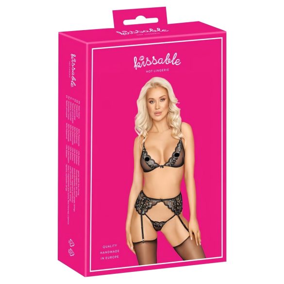 Beso tentador - conjunto lencería (negro) - L/XL