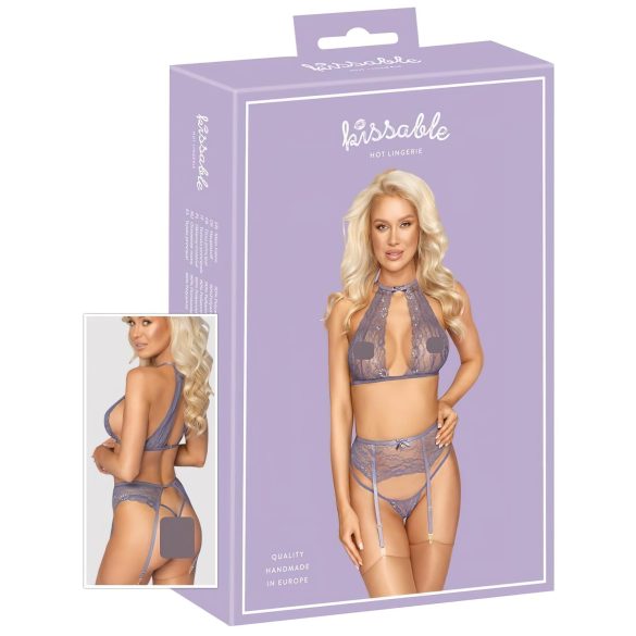 Beso irresistible - Conjunto lencería de encaje (morado)