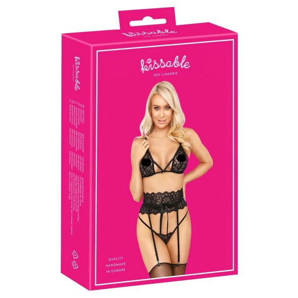 Beso - Conjunto de sujetador con tirantes (negro)