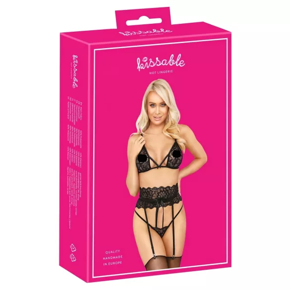 Kissable - conjunto de sujetador con tirantes (negro) - L/XL